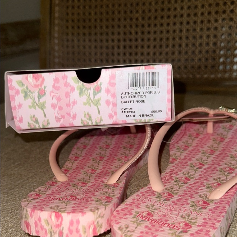 LoveShackFancy x Havaianas Ballet Rose Flip Flops Size 6 - Picture 2 of 5